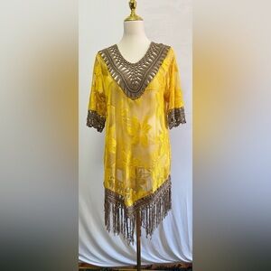 Yellow Floral Sheer Cover-Up
